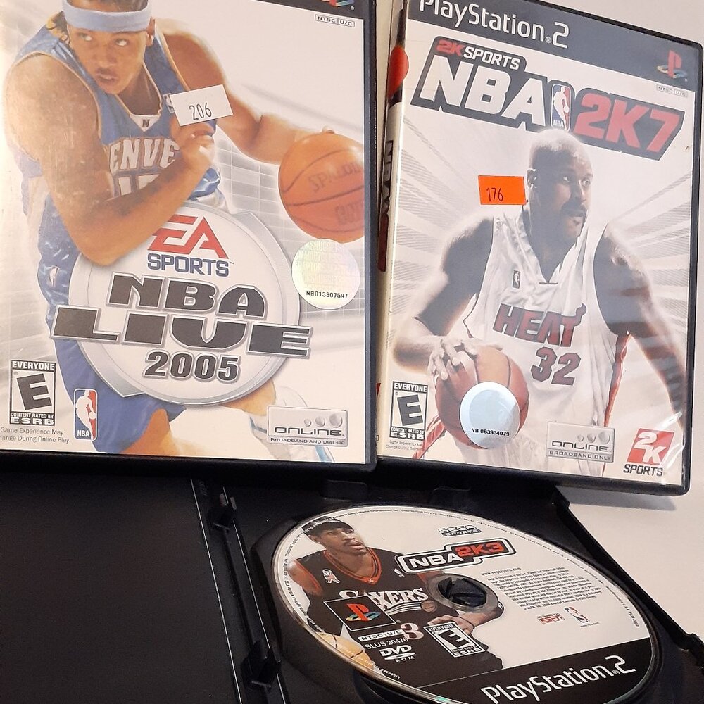 Set of 3 PS2 Video Games NBA - 2K3, 2K7, Live 2005 - Playstation 2 Basketball